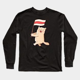 Belarusian cat with a flag Long Sleeve T-Shirt